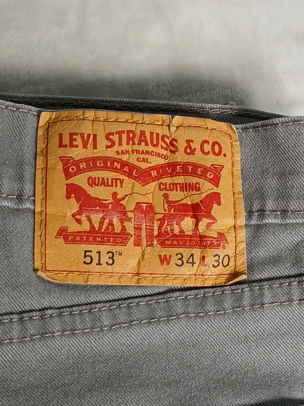 Levi's 513 Jeans 34x30 Men's Slim Straight Gray Denim